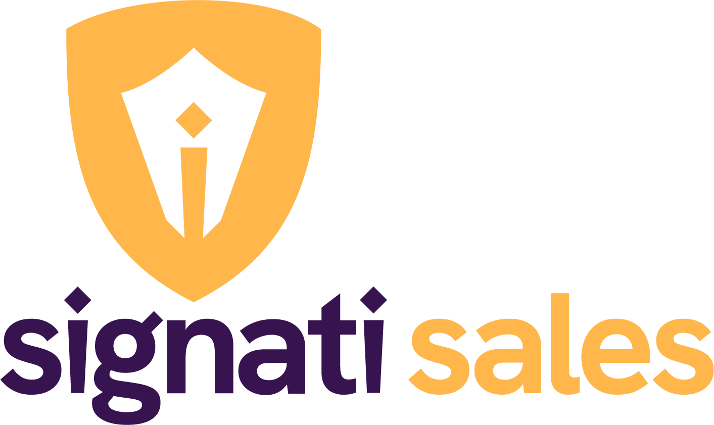 signati sales Logo mit gelbem Schild als Icon und den Wörtern signati sales