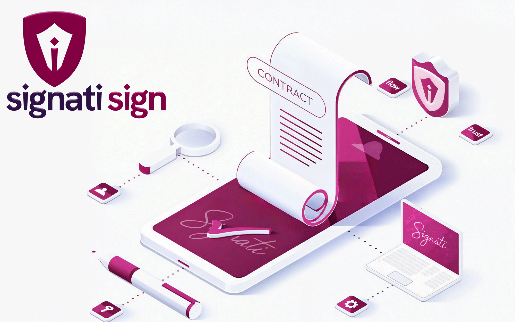 Illustration von Signati Sign mit digitalem Vertrag auf Smartphone